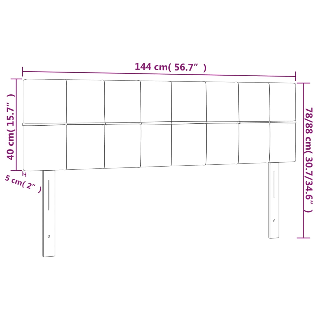 Kopfteile Dunkelgrau 144x5x78/88 cm Samt