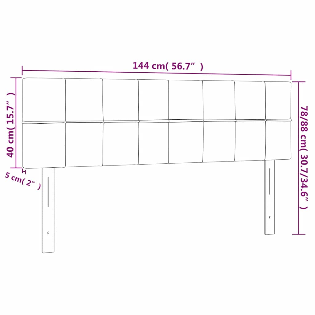 Kopfteile Dunkelblau 144x5x78/88 cm Samt