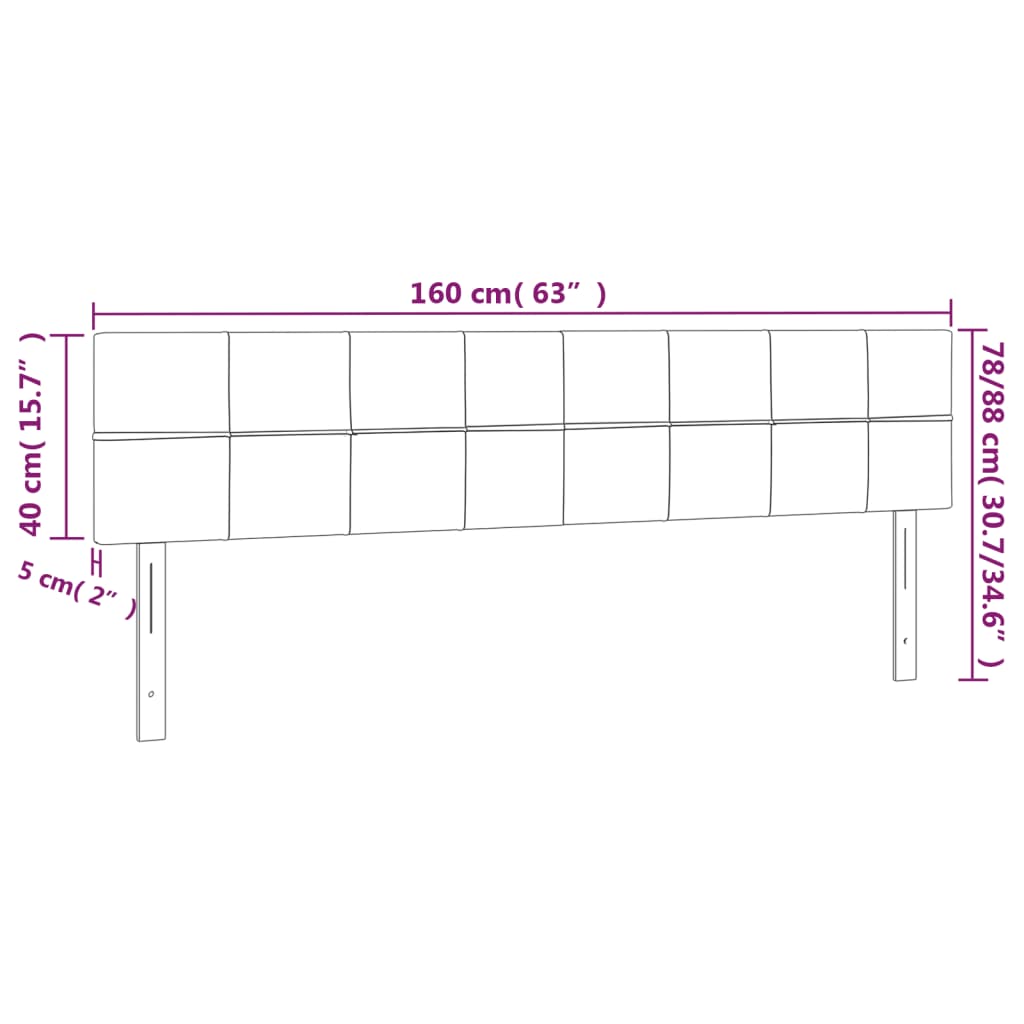 Kopfteile Schwarz 160x5x78/88 cm Samt