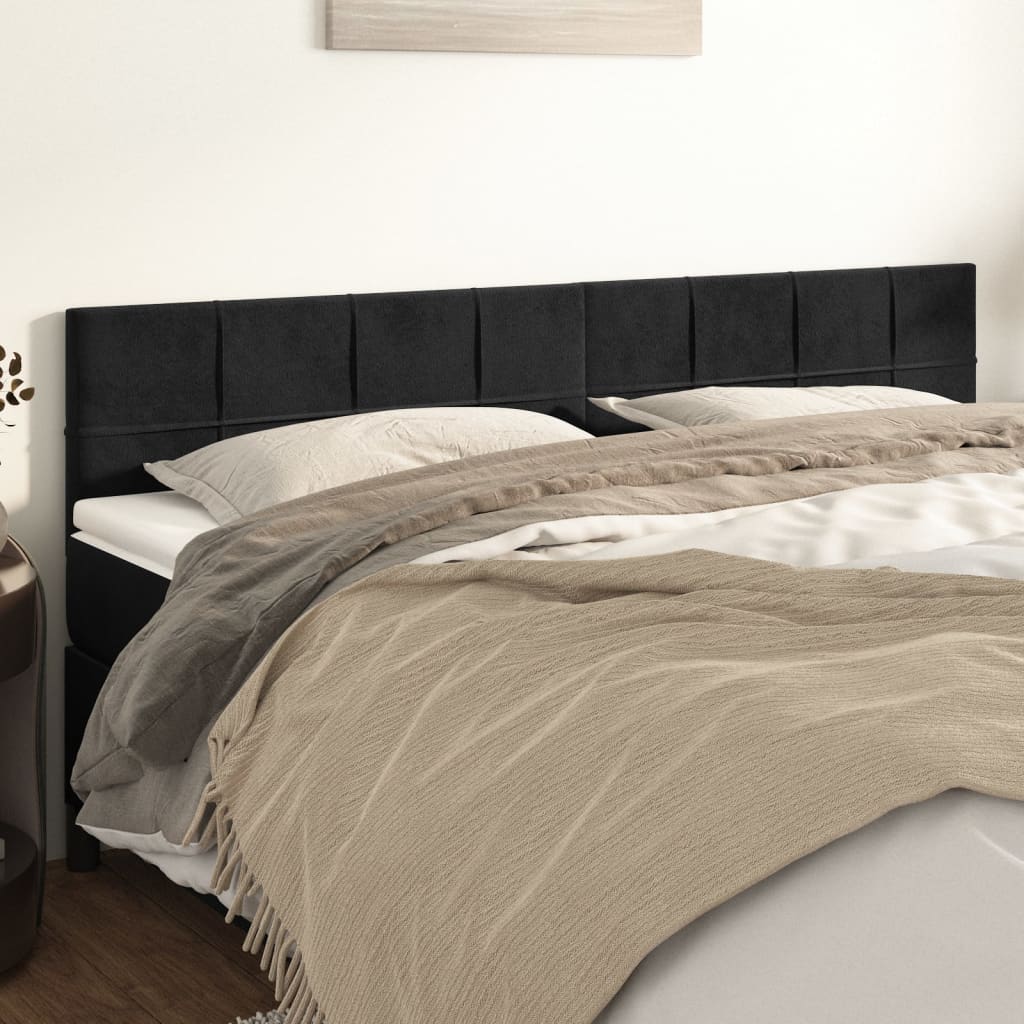 Kopfteile Schwarz 160x5x78/88 cm Samt