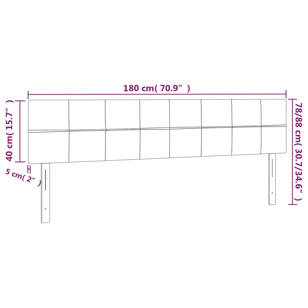 Kopfteile Schwarz 180x5x78/88 cm Samt
