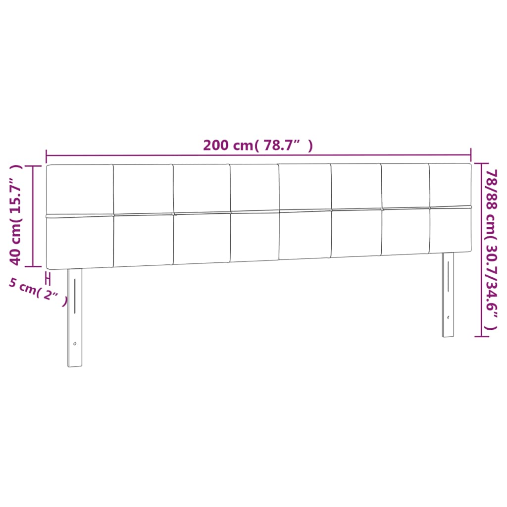 Kopfteile Hellgrau 200x5x78/88 cm Stoff