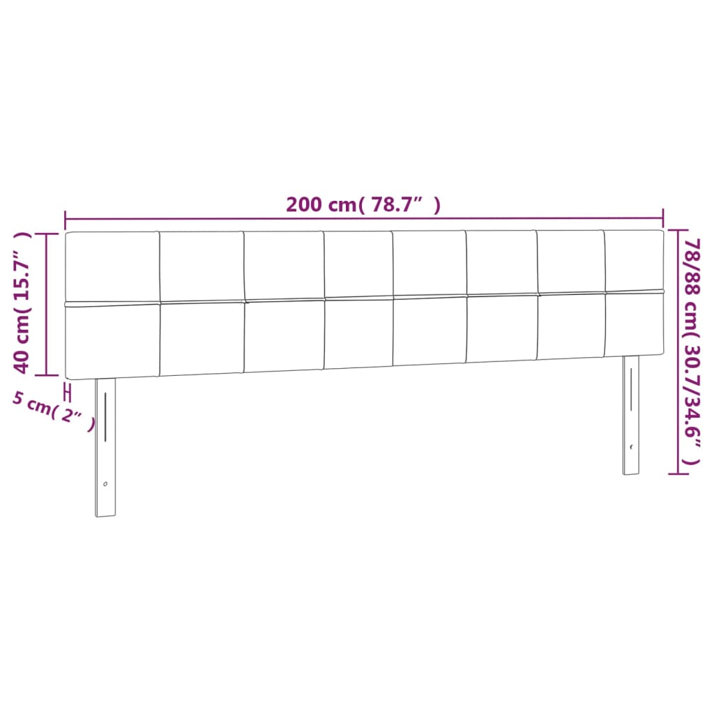 Kopfteile Creme 200x5x78/88 cm Stoff