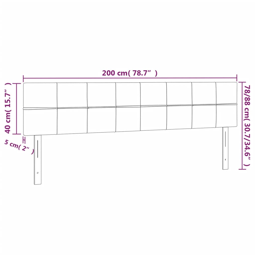 Kopfteile Dunkelgrau 200x5x78/88 cm Samt