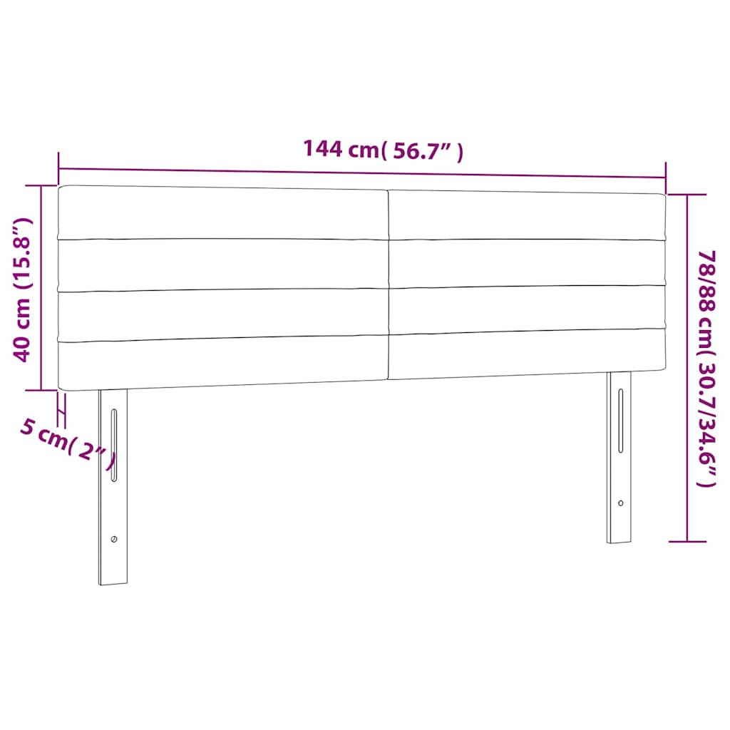 Kopfteile Hellgrau 144x5x78/88 cm Samt