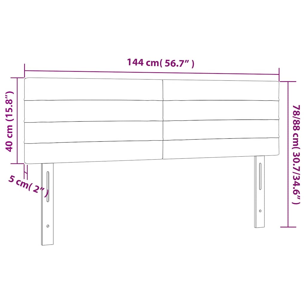 Kopfteile Schwarz 144x5x78/88 cm Samt