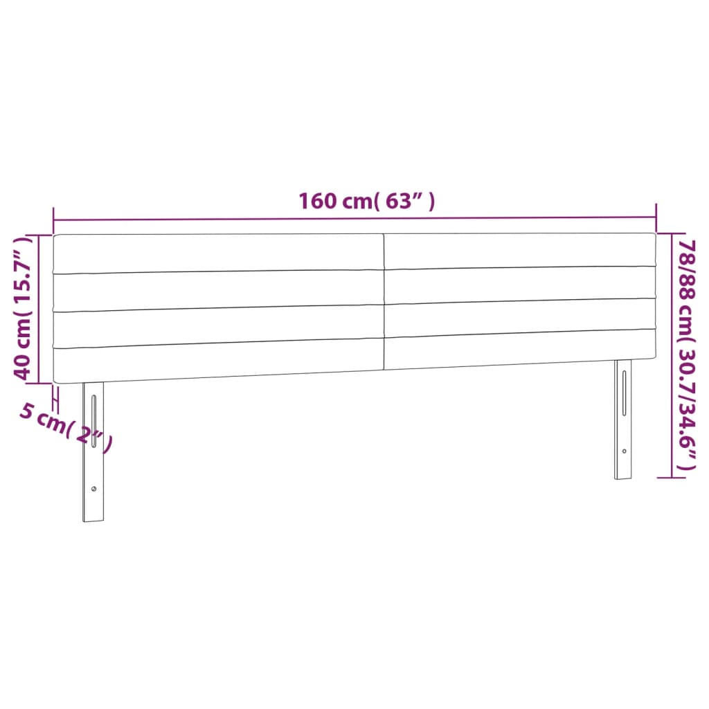Kopfteile Hellgrau 160x5x78/88 cm Stoff