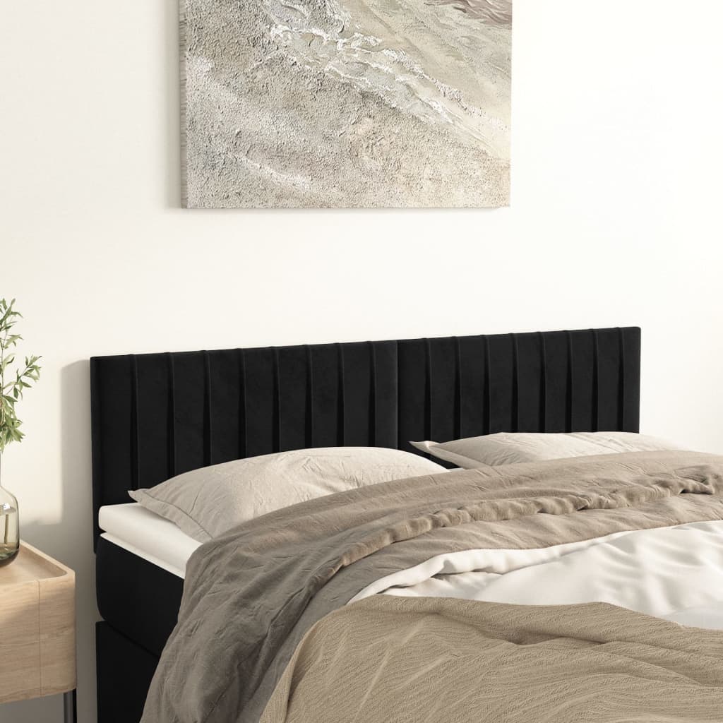 Kopfteile Schwarz 144x5x78/88 cm Samt