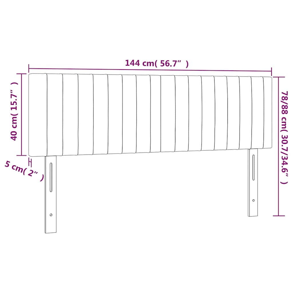 Kopfteile Dunkelblau 144x5x78/88 cm Samt