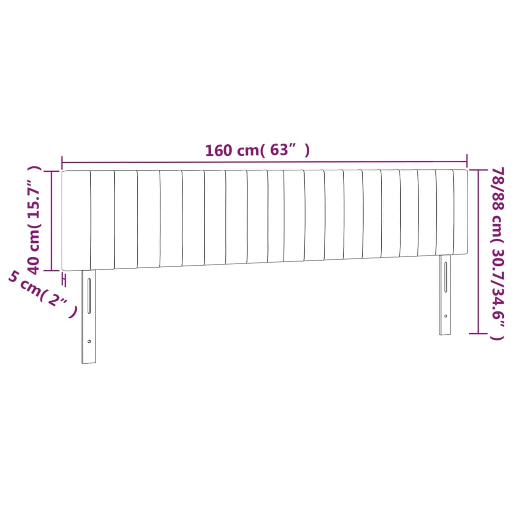 Kopfteile Schwarz 160x5x78/88 cm Stoff