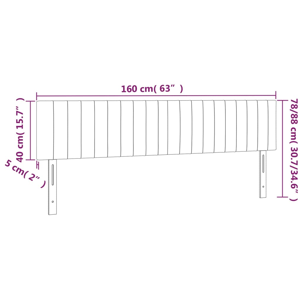 Kopfteile Schwarz 160x5x78/88 cm Samt