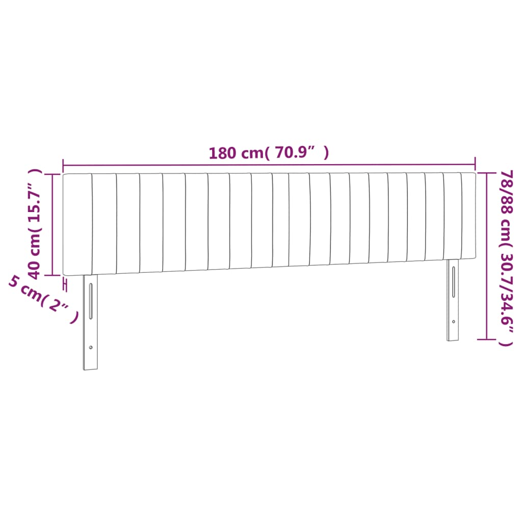 Kopfteile Hellgrau 180x5x78/88 cm Stoff