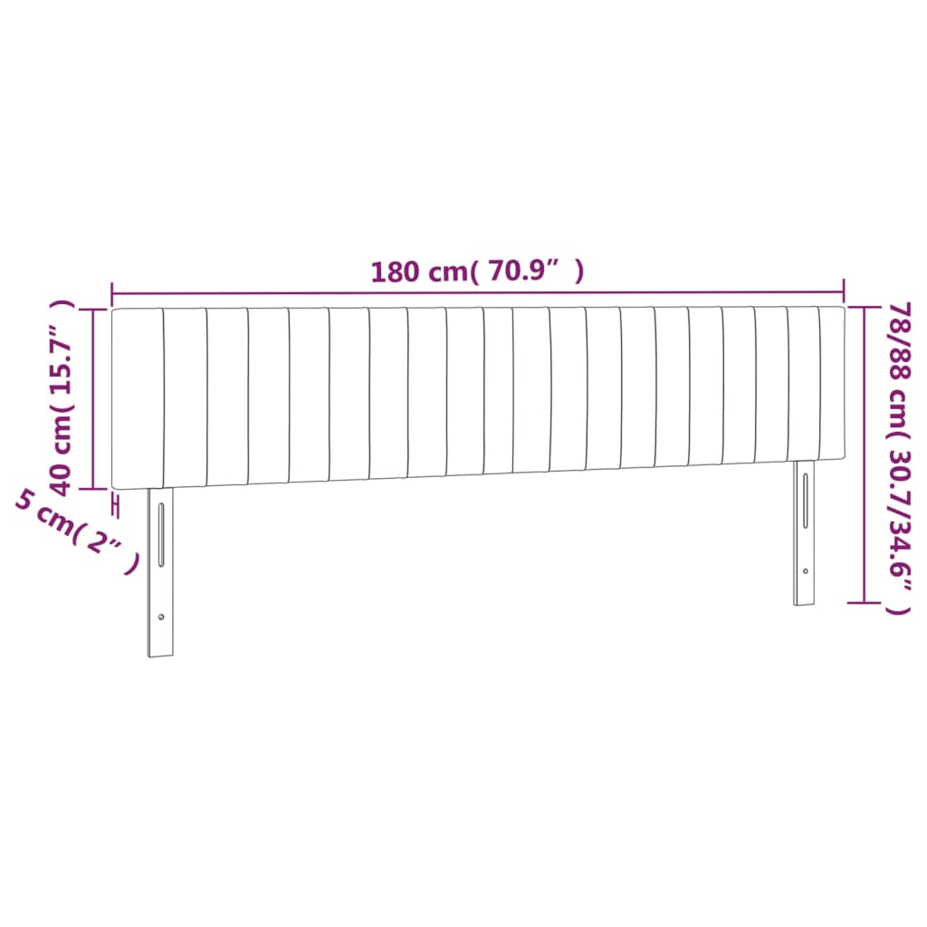 Kopfteile Dunkelgrau 180x5x78/88 cm Samt