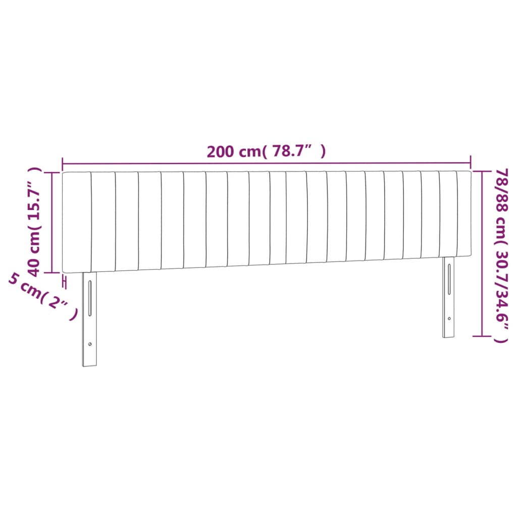 Kopfteile Creme 200x5x78/88 cm Stoff