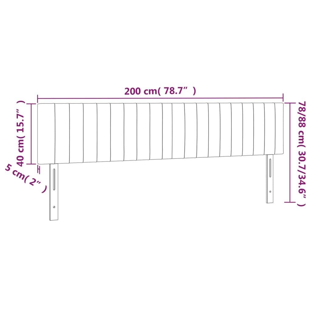 Kopfteile Dunkelgrau 200x5x78/88 cm Samt