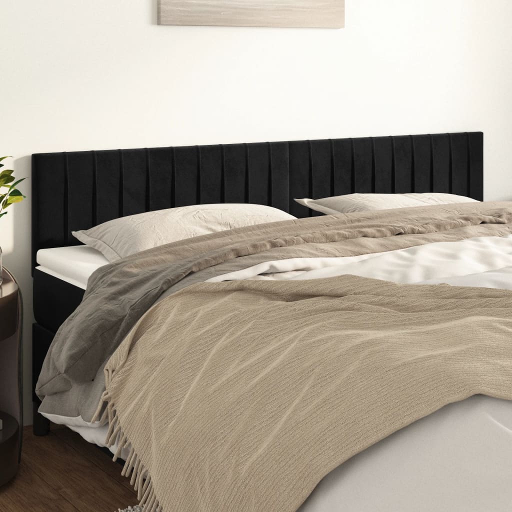 Kopfteile Schwarz 200x5x78/88 cm Samt