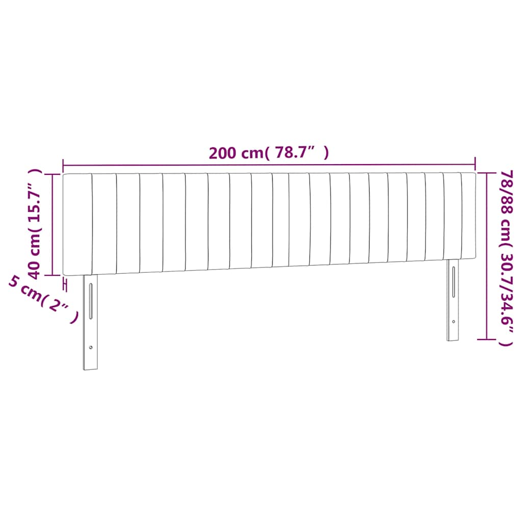 Kopfteile Dunkelblau 200x5x78/88 cm Samt
