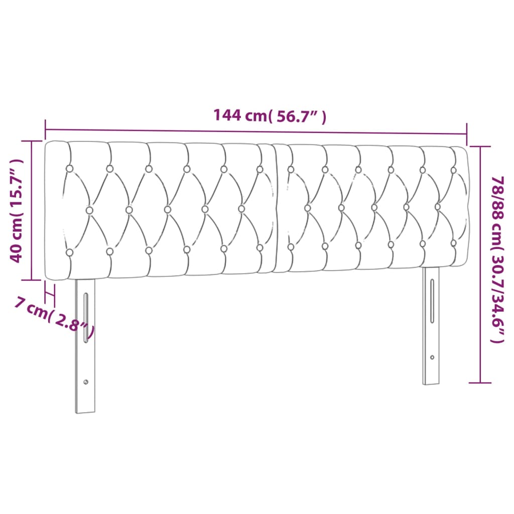 Kopfteile Schwarz 144x7x78/88 cm Stoff