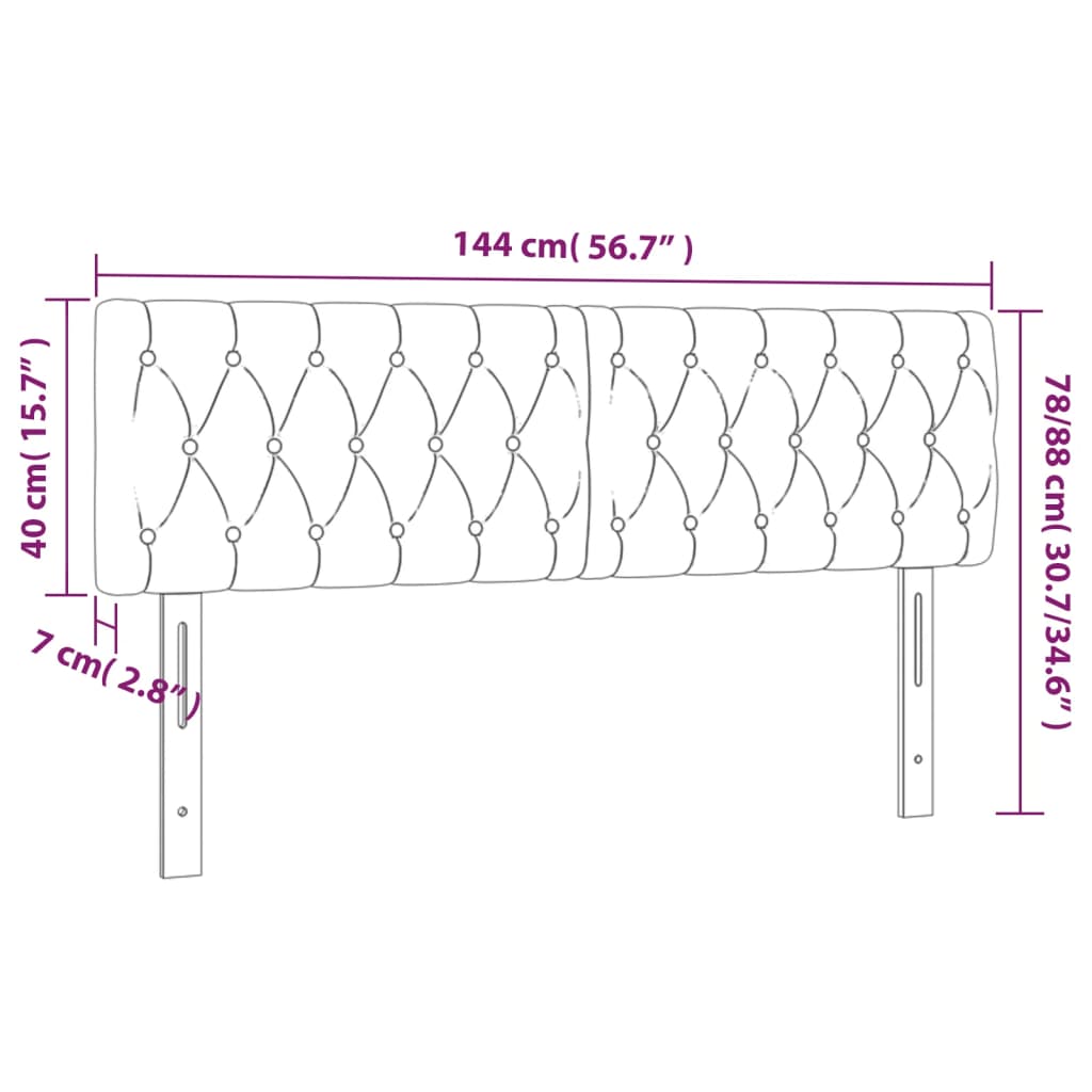 Kopfteile Dunkelgrau 144x7x78/88 cm Samt