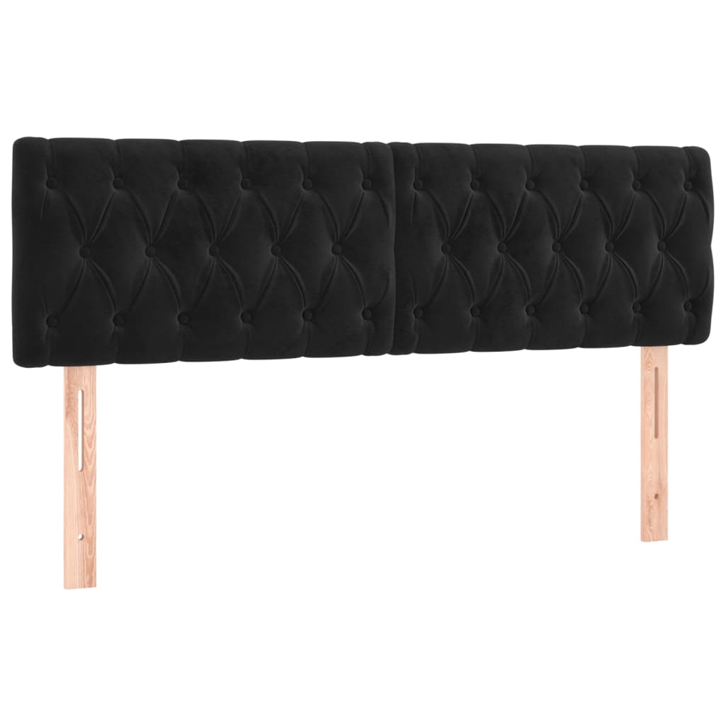 Kopfteile Schwarz 144x7x78/88 cm Samt