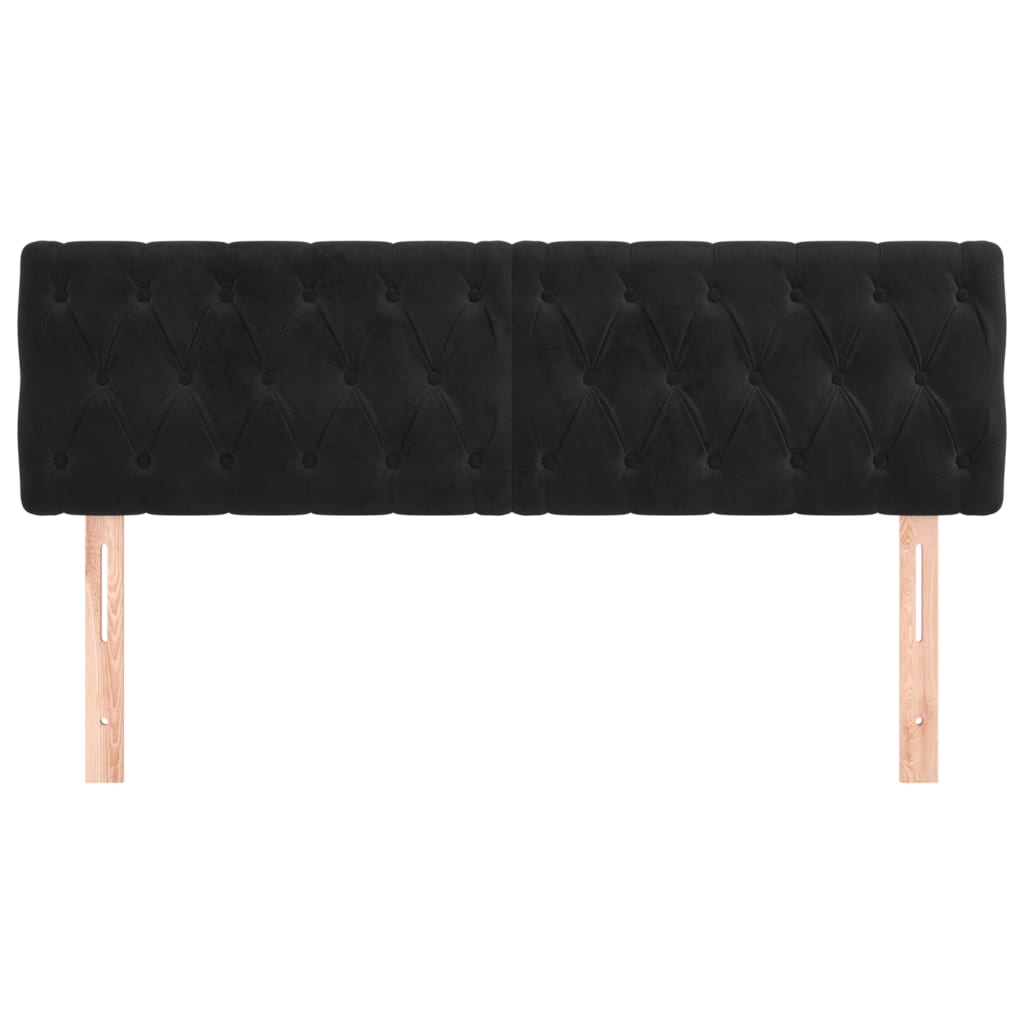 Kopfteile Schwarz 144x7x78/88 cm Samt