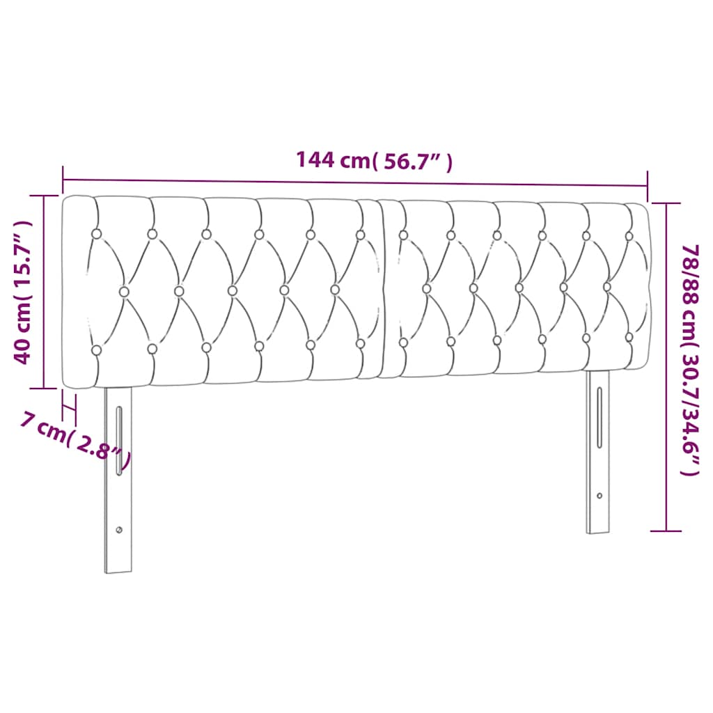 Kopfteile Dunkelblau 144x7x78/88 cm Samt