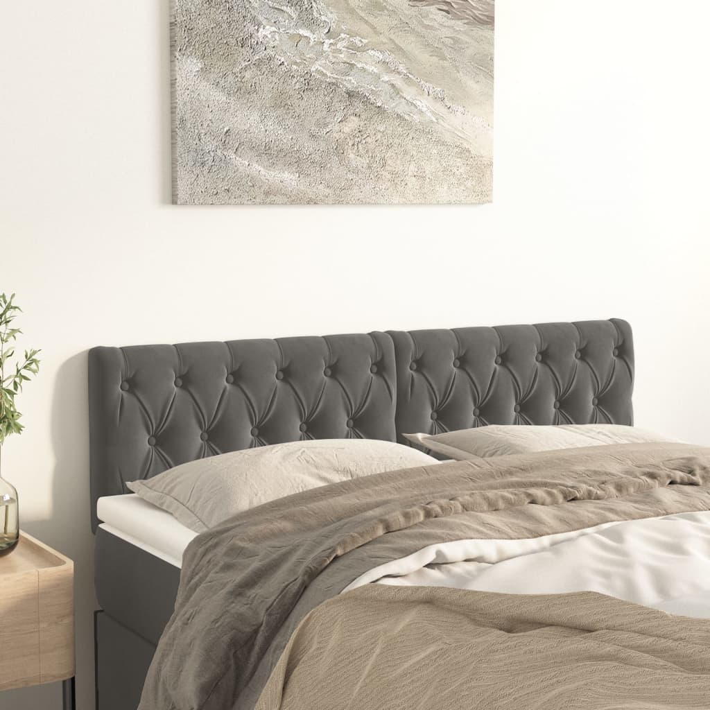 Kopfteile Dunkelgrau 160x7x78/88 cm Samt