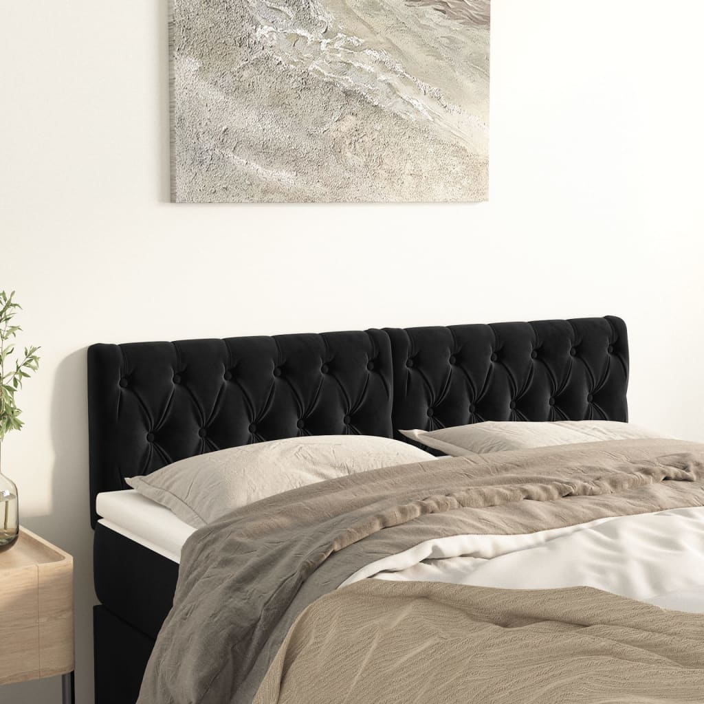 Kopfteile Schwarz 160x7x78/88 cm Samt