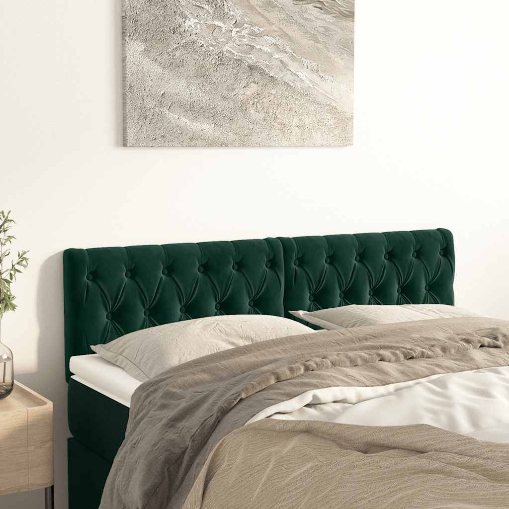 Kopfteile Dunkelgrün 160x7x78/88 cm Samt
