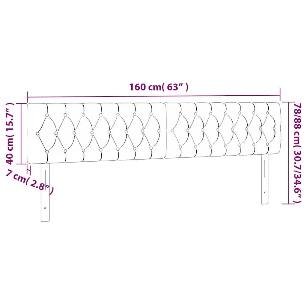 Kopfteile Dunkelblau 160x7x78/88 cm Samt