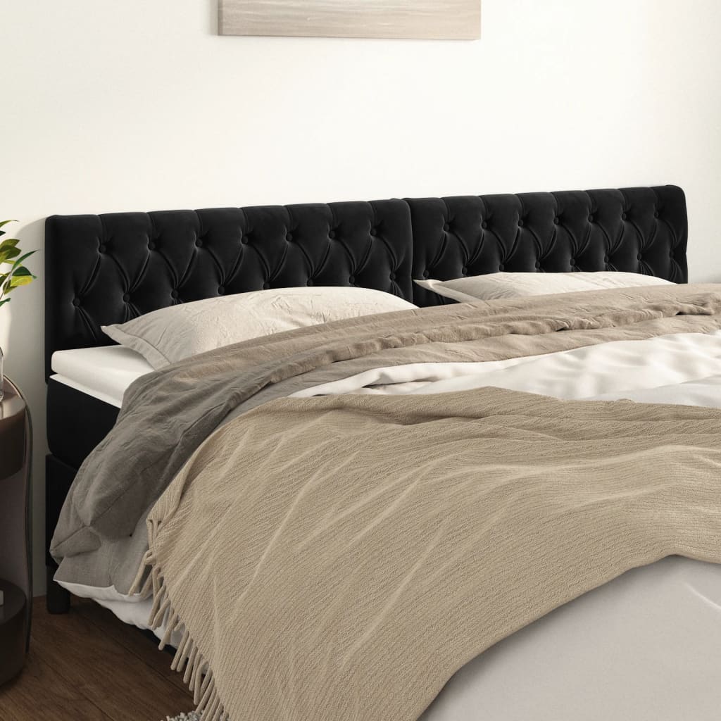 Kopfteile Schwarz 180x7x78/88 cm Samt