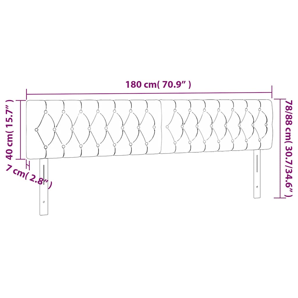 Kopfteile Dunkelgrün 180x7x78/88 cm Samt