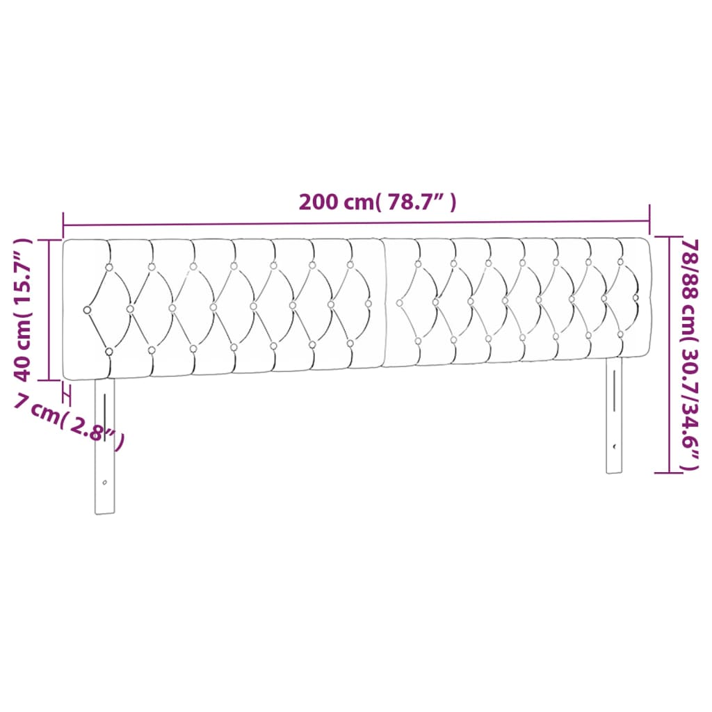 Kopfteile Creme 200x7x78/88 cm Stoff