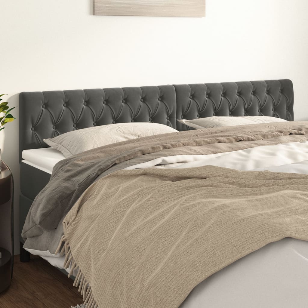 Kopfteile Dunkelgrau 200x7x78/88 cm Samt