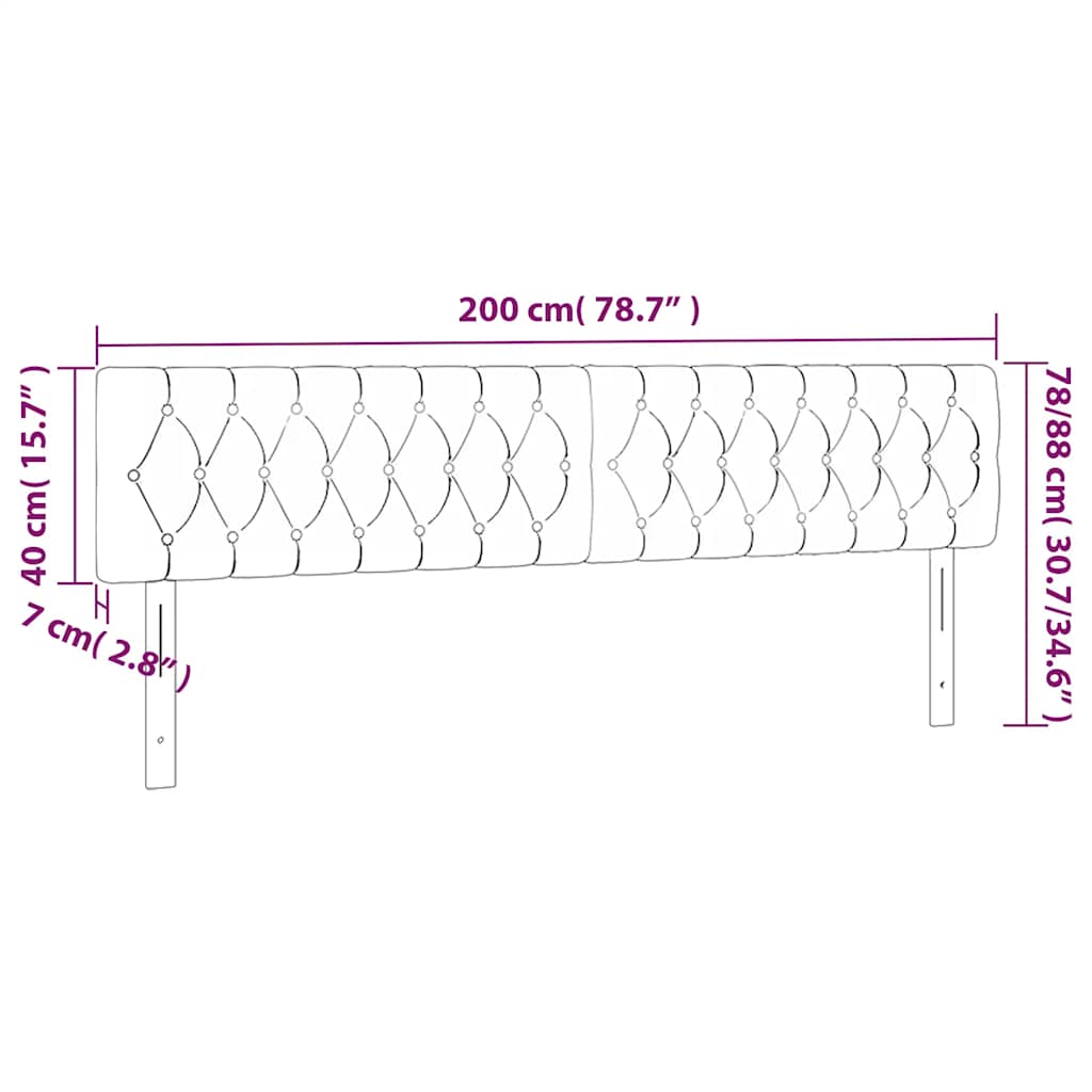 Kopfteile Dunkelgrün 200x7x78/88 cm Samt