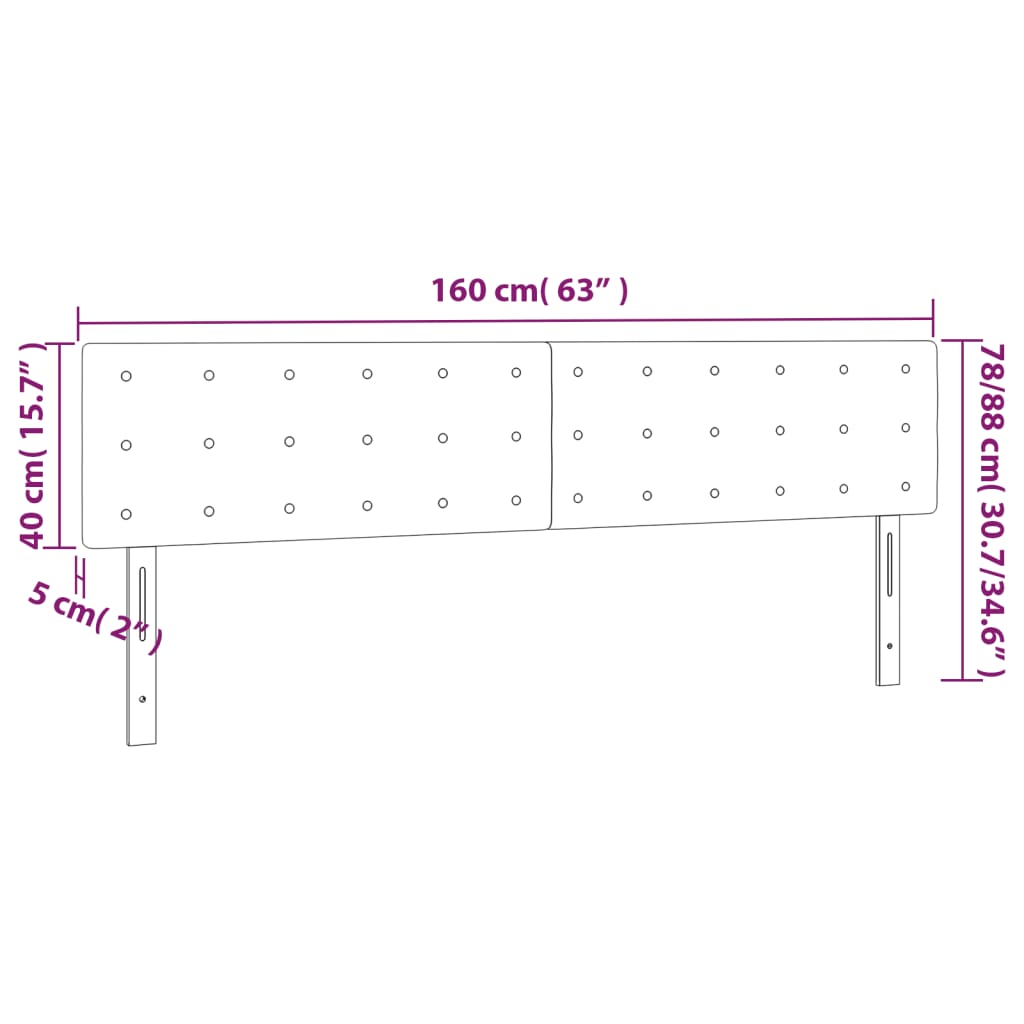 Kopfteile Hellgrau 160x5x78/88 cm Stoff