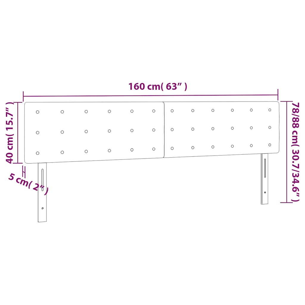 Kopfteile Dunkelblau 160x5x78/88 cm Samt