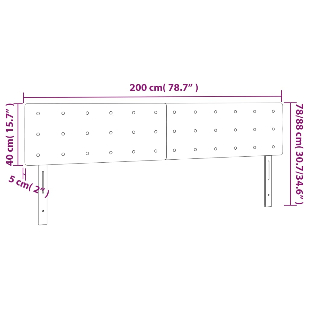 Kopfteile Hellgrau 200x5x78/88 cm Samt
