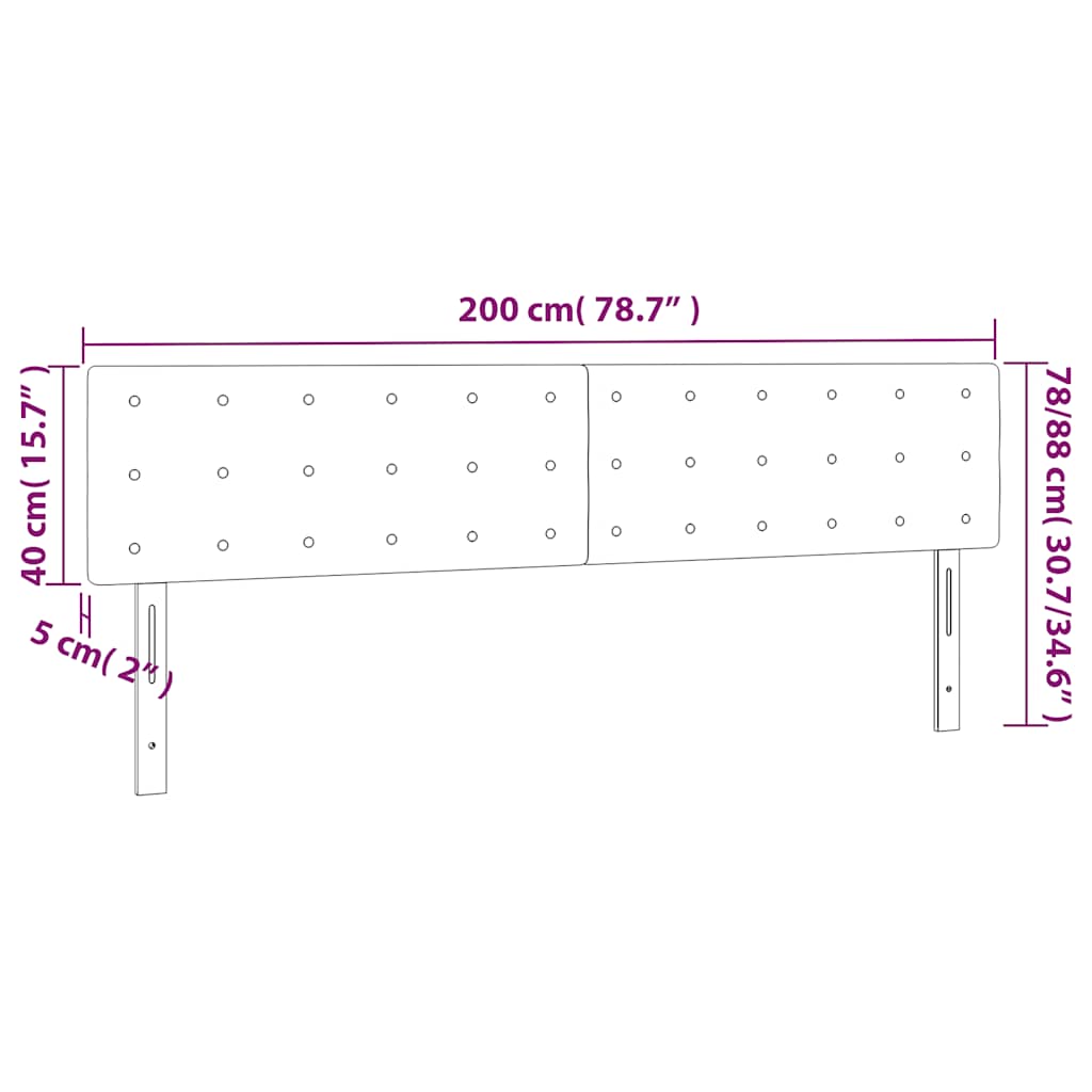 Kopfteile Dunkelgrün 200x5x78/88 cm Samt