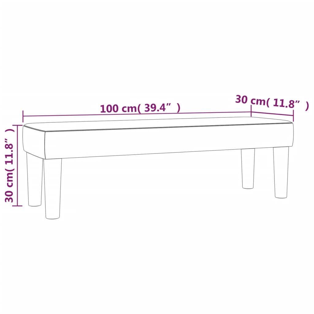 Sitzbank Hellgrau 100x30x30 cm Stoff