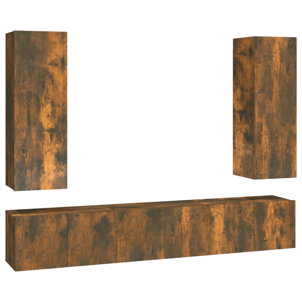 5-tlg. TV-Schrank-Set Räuchereiche Holzwerkstoff
