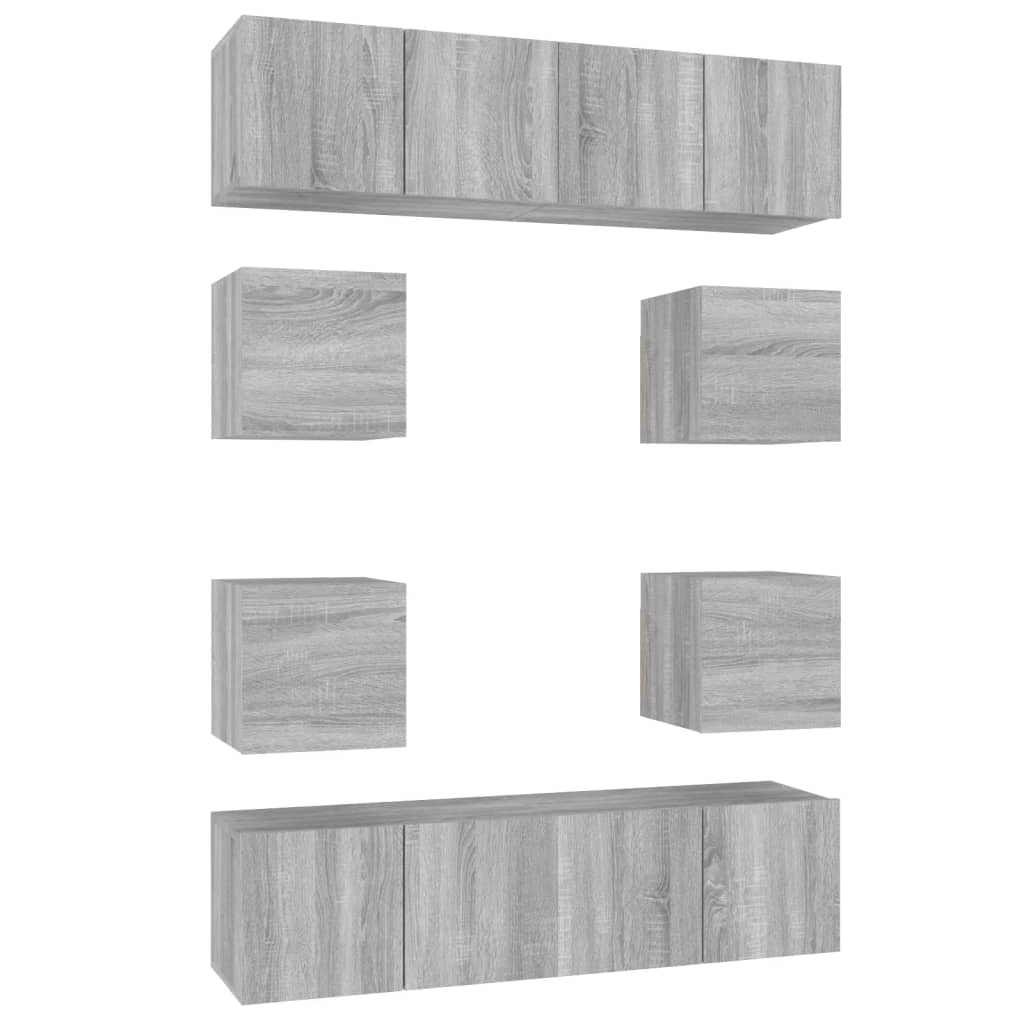 8-tlg. TV-Schrank-Set Grau Sonoma Holzwerkstoff
