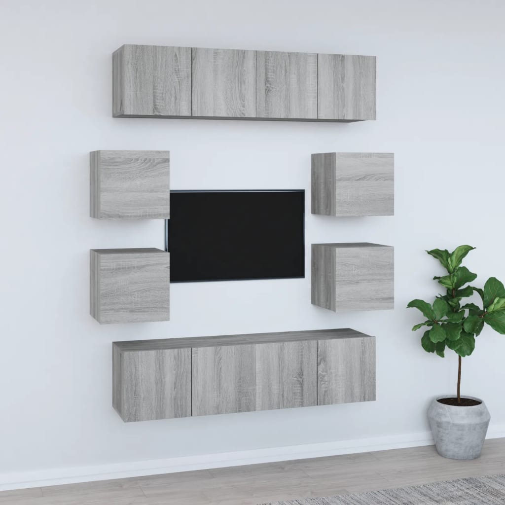 8-tlg. TV-Schrank-Set Grau Sonoma Holzwerkstoff