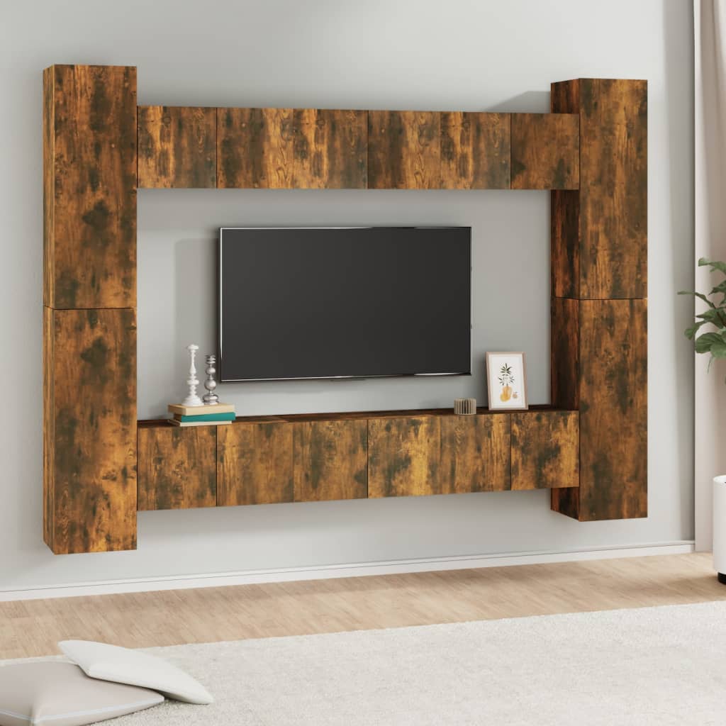 10-tlg. TV-Schrank-Set Räuchereiche Holzwerkstoff