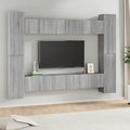 10-tlg. TV-Schrank-Set Grau Sonoma Holzwerkstoff