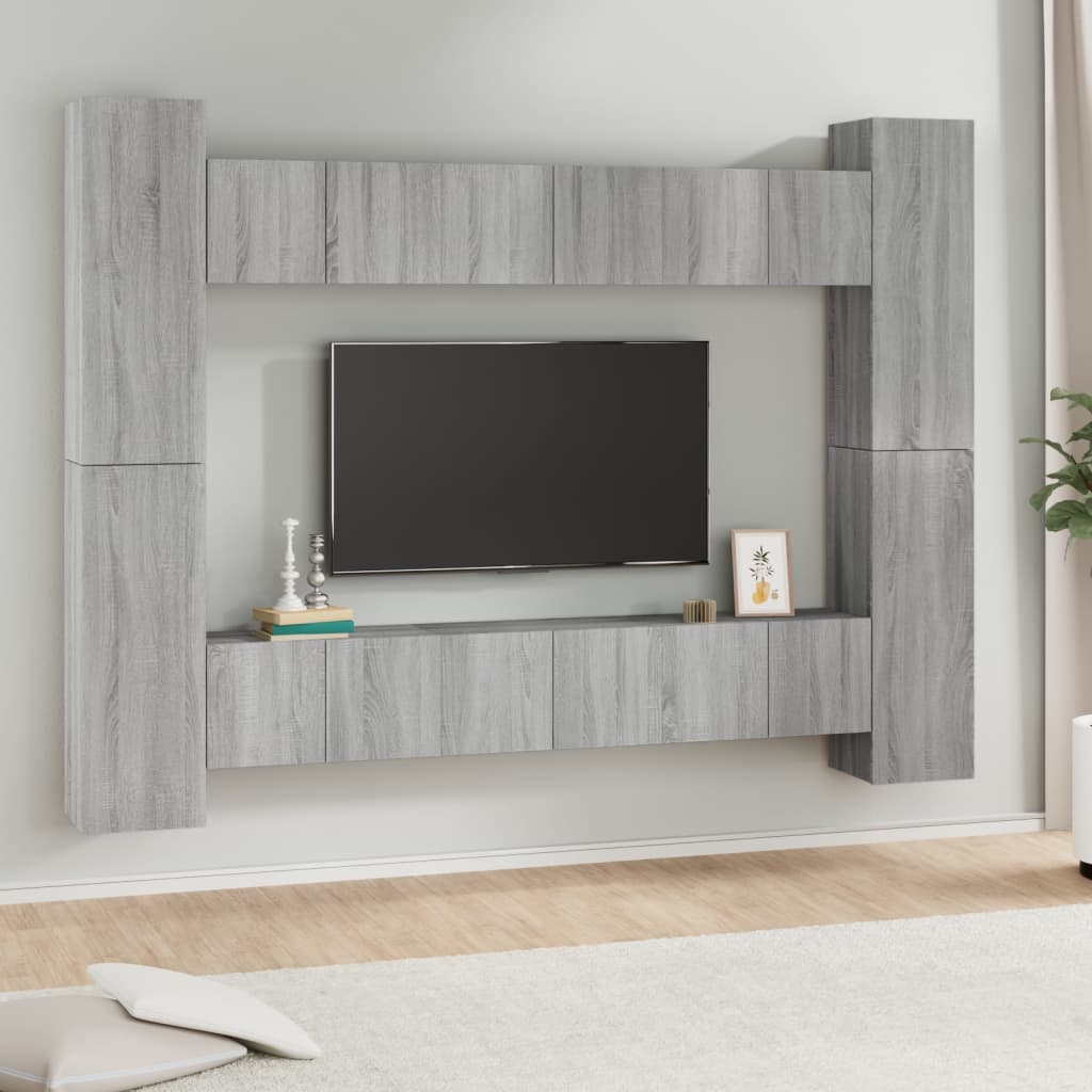 10-tlg. TV-Schrank-Set Grau Sonoma Holzwerkstoff