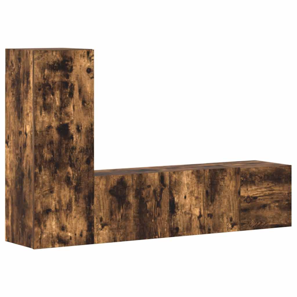 3-tlg. TV-Schrank-Set Räuchereiche Holzwerkstoff