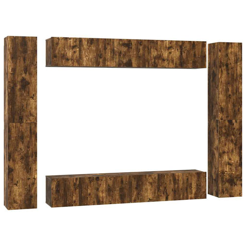 10-tlg. TV-Schrank-Set Räuchereiche Holzwerkstoff