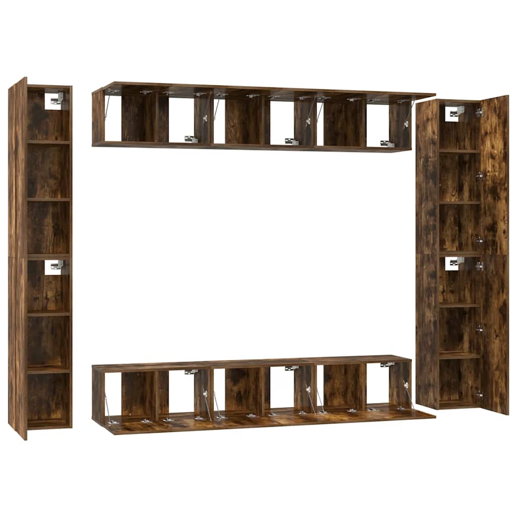10-tlg. TV-Schrank-Set Räuchereiche Holzwerkstoff