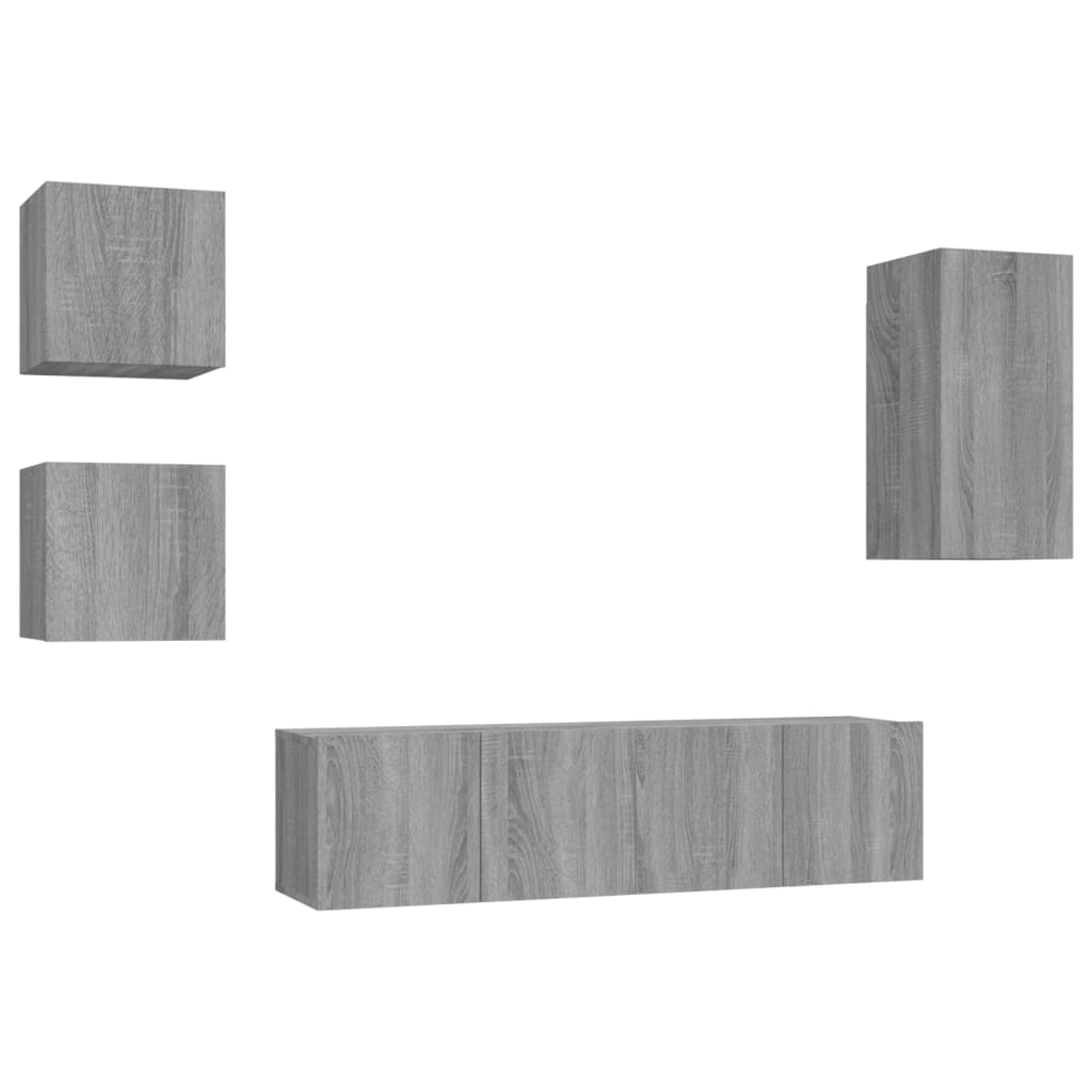 5-tlg. TV-Schrank-Set Grau Sonoma Holzwerkstoff